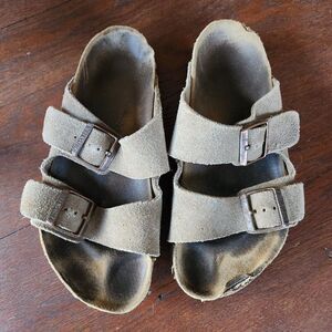 Birkenstock Arizona Black Leather Double Strap Buckle Slide Sandals 39 250 L8 M6